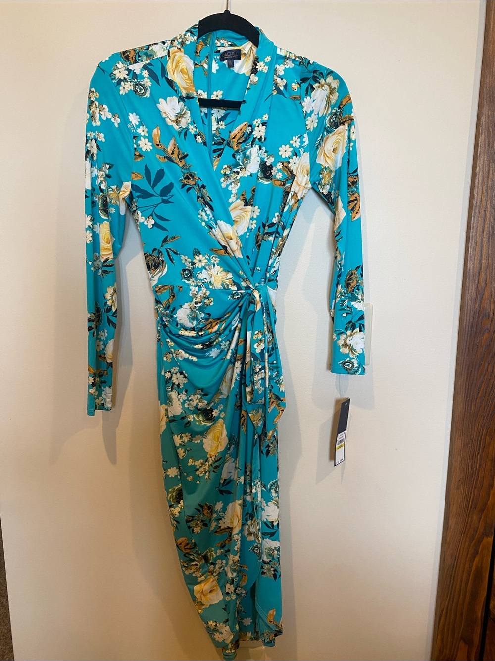 RACHEL Rachel Roy Teal Floral Wrap Dress